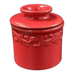 Butter Belle Crock Red Ceramic Butter Keeper by Tremain